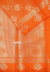 Pulpy orange - Durga - Banarasi katan silk wtih full stripes weaving